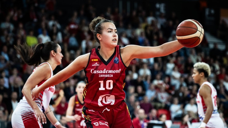 Aleksa Gulbe 2023. gada 11. oktobrī. Foto: EuroLeague Women