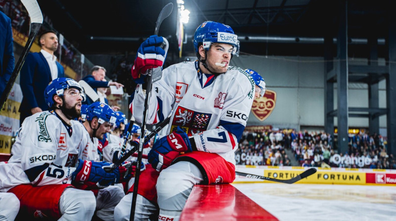 Čehijas valstsvienības hokejists Dāvids Špačeks. Foto: Jan Beneš/Český hokej