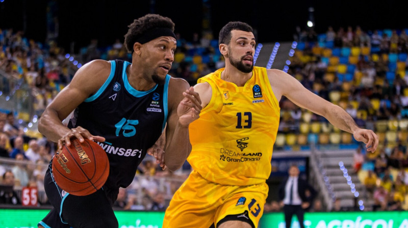 Viļņas "Wolves" basketbolists Trešons Tūrmens ar bumbu spēlē pret "Gran Canaria". Foto: BC Wolves Vilnius