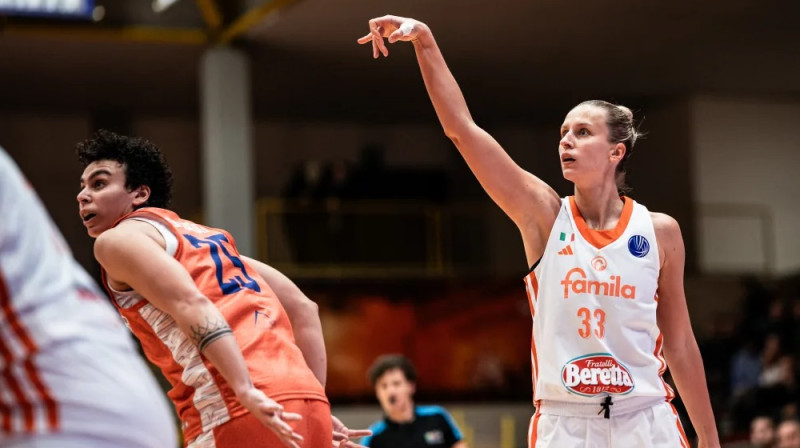 Kitija Laksa un Artemisa Spanū 2025. gada 7. janvārī. Foto: EuroLeague Women