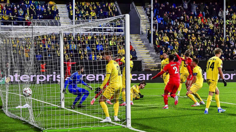 Enshedes "Twente" pirmā vārtu guvuma mirklis Būdē, Norvēģijā. Foto: Imago Images/Scanpix