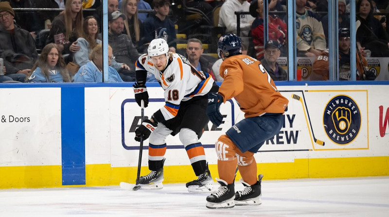 Rodrigo Ābols cīņā pret Milvoku "Admirals". Foto: Milwaukee Admirals