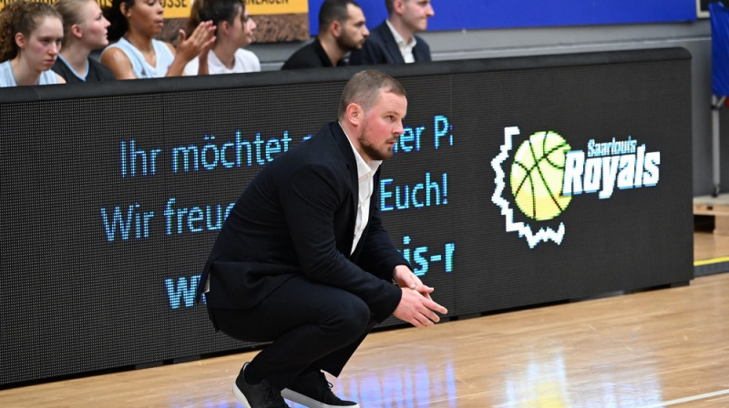 Matīss Rožlapa 2025. gada 8. oktobrī. Foto: EuroCup Women