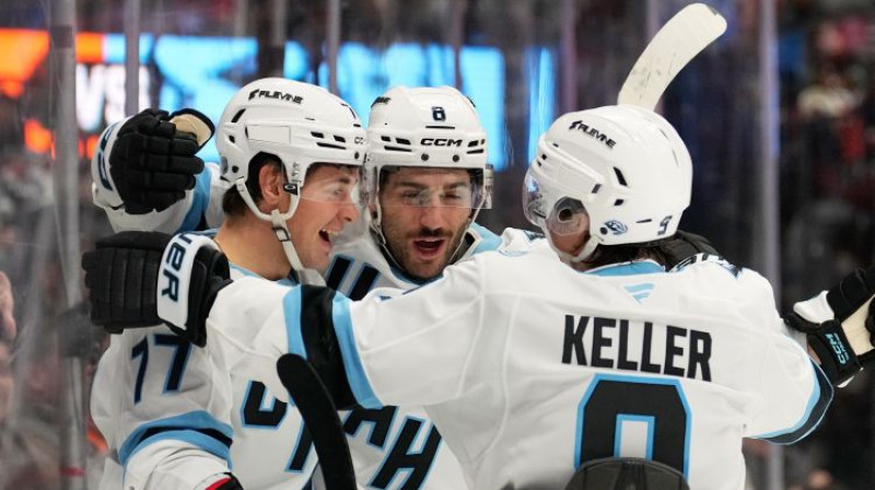 Džeidžejs Peterka, Niks Šmalcs un Kleitons Kellers. Foto: AP/Scanpix