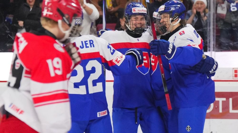 Slovākijas U18 izlases hokejisti Foto: IIHF