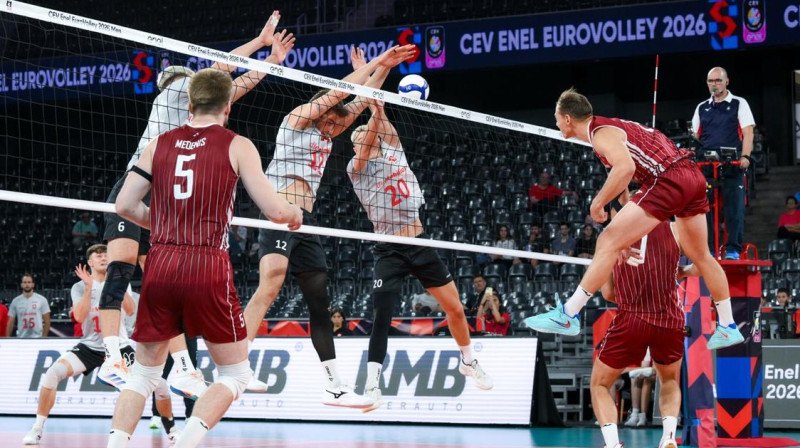 Latvija pret Šveici. Foto: CEV