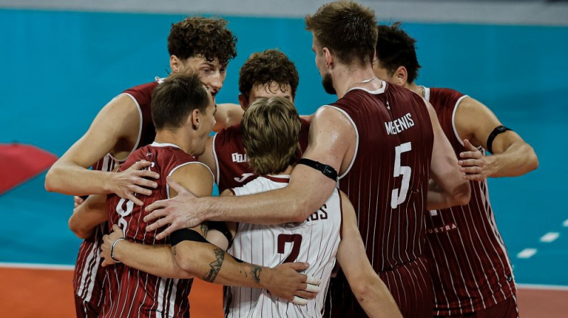 Latvijas izlases volejbolisti Foto: CEV