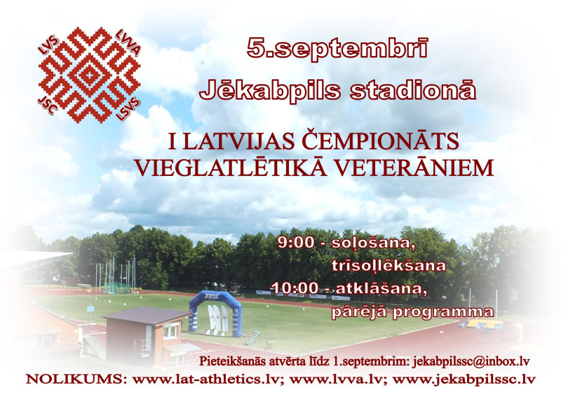 5. septembrī notiks Latvijas čempionāts veterāniem