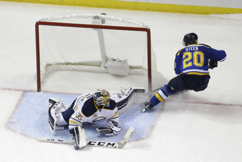 ''Sabres'' bez Girgensona piekāpjas ''Blues'', Tampā pārtrūkst ''Rangers'' sērija