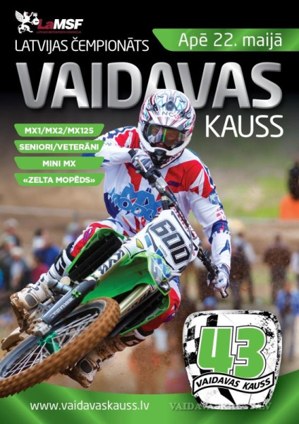 Motokross "Vaidavas kauss" šogad notiks 22. maijā