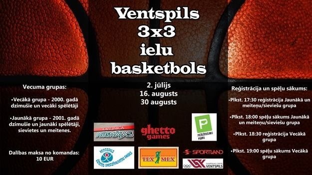 Ventspils 3x3 basketbola otrais turnīrs 16. augustā pie olimpiskā centra