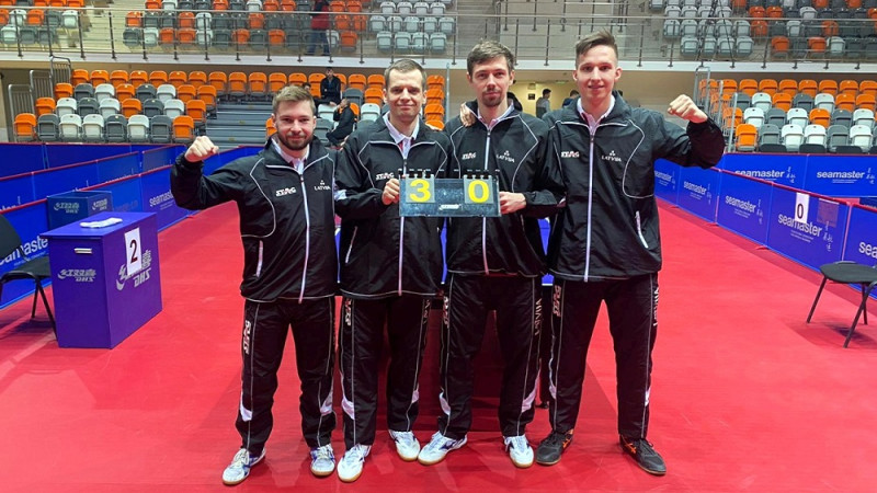 Latvijas vīriešu izlase galda tenisā iekļūst Eiropas komandu čempionāta B divīzijā