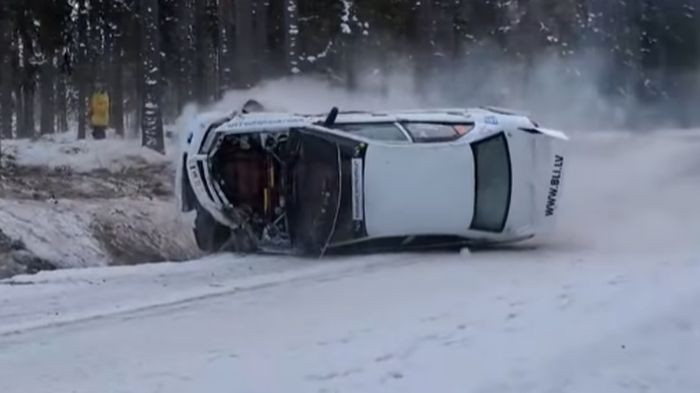 Video: Ķenava/Veinberga ekipāža piedzīvo smagu avāriju rallijā "Sarma"