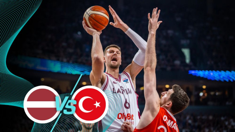 "EuroBasket 2025" sākumā Latvijai sakāve pret lieliski metošo Turciju