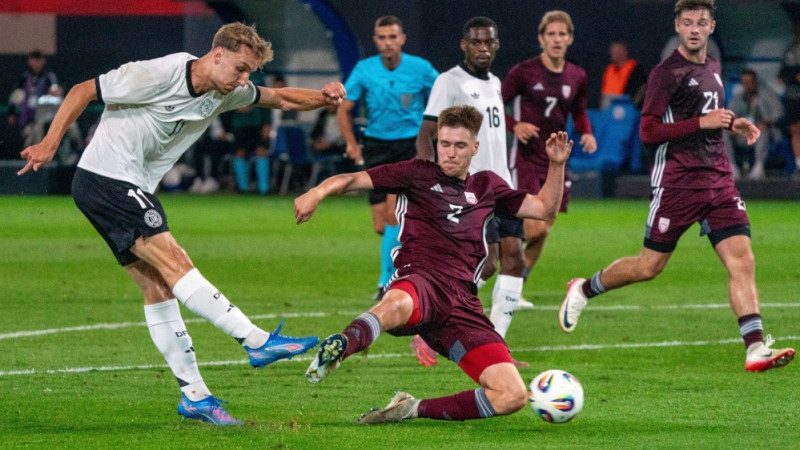 Latvijas U21 izlase deviņās minūtēs ielaiž trīs vārtus pret Vāciju